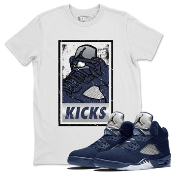 AJ5 Georgetown shirt to match jordans KICKS sneaker tees Air Jordan 5 Midnight Navy SNRT Sneaker Release Tees Unisex White 1 T-Shirt