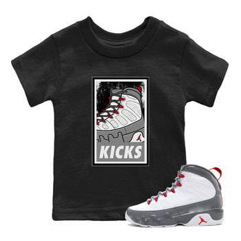 Jordan 9 Fire Red Sneaker Match Tees KICKS Sneaker Tees Jordan 9 Fire Red Sneaker Release Tees Kids Shirts