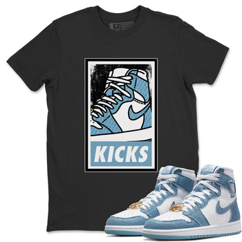 Jordan 1 Denim Sneaker Match Tees KICKS Sneaker Tees Jordan 1 Denim Sneaker Release Tees Unisex Shirts