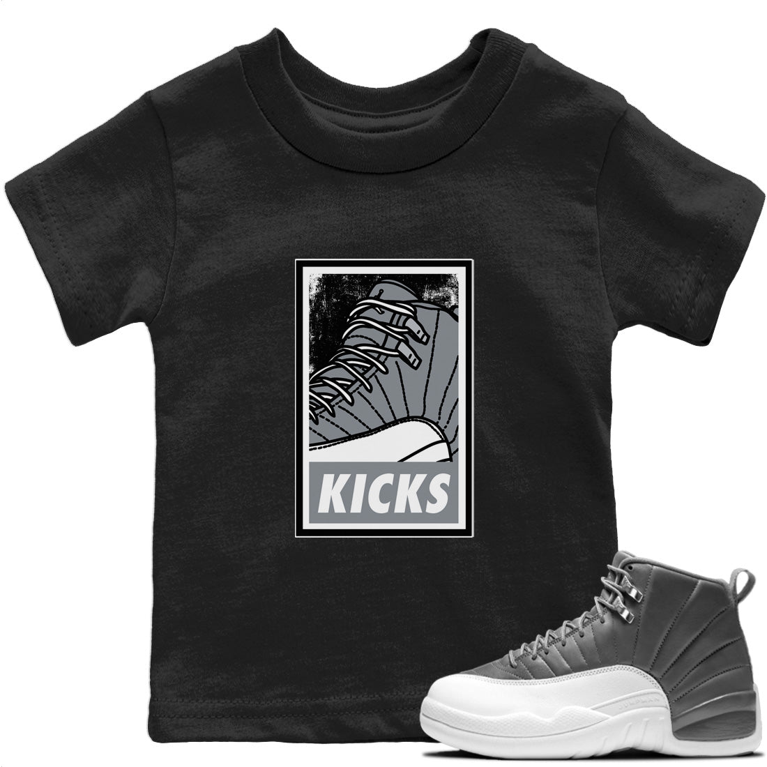 Jordan 12 Stealth Sneaker Match Tees KICKS Sneaker Tees Jordan 12 Stealth Sneaker Release Tees Kids Shirts