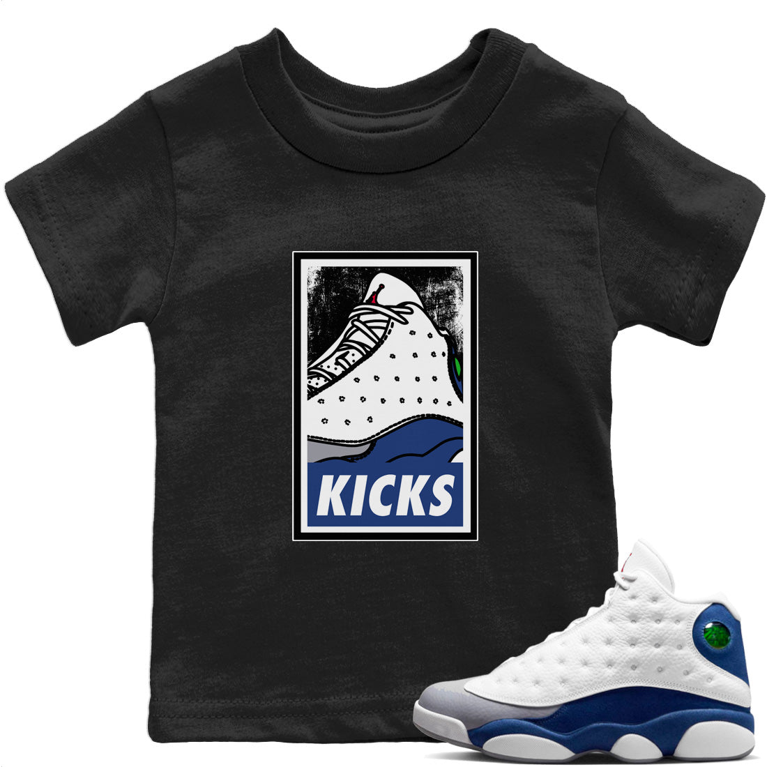 Jordan 13 French Blue Sneaker Match Tees KICKS Sneaker Tees Jordan 13 French Blue Sneaker Release Tees Kids Shirts