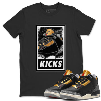 Jordan 3 Black Gold Sneaker Match Tees KICKS Sneaker Tees Jordan 3 Black Gold Sneaker Release Tees Unisex Shirts