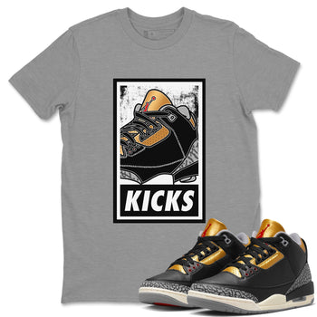 Jordan 3 Black Gold Sneaker Match Tees KICKS Sneaker Tees Jordan 3 Black Gold Sneaker Release Tees Unisex Shirts