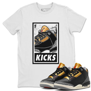 Jordan 3 Black Gold Sneaker Match Tees KICKS Sneaker Tees Jordan 3 Black Gold Sneaker Release Tees Unisex Shirts