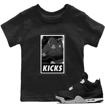Jordan 4 Black Canvas Sneaker Match Tees KICKS Sneaker Tees Jordan 4 Black Canvas Sneaker Release Tees Kids Shirts