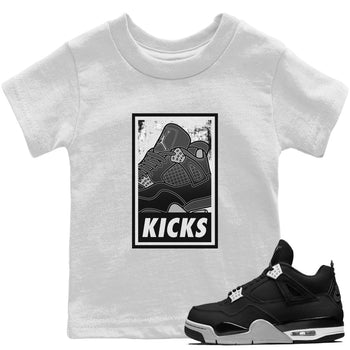 Jordan 4 Black Canvas Sneaker Match Tees KICKS Sneaker Tees Jordan 4 Black Canvas Sneaker Release Tees Kids Shirts