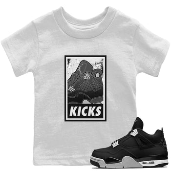 Jordan 4 Black Canvas Sneaker Match Tees KICKS Sneaker Tees Jordan 4 Black Canvas Sneaker Release Tees Kids Shirts