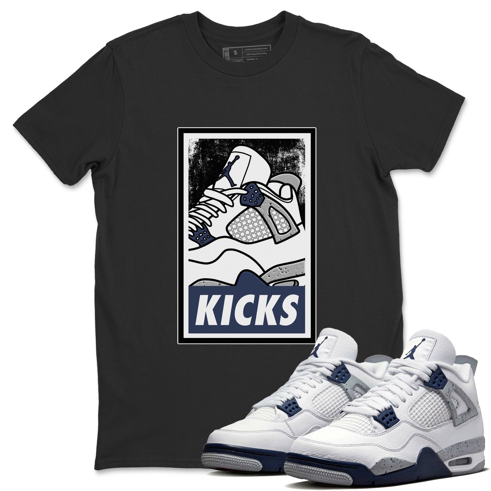 Jordan 4 Midnight Navy Sneaker Match Tees KICKS Sneaker Tees Jordan 4 Midnight Navy Sneaker Release Tees Unisex Shirts