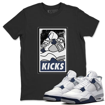 Jordan 4 Midnight Navy Sneaker Match Tees KICKS Sneaker Tees Jordan 4 Midnight Navy Sneaker Release Tees Unisex Shirts