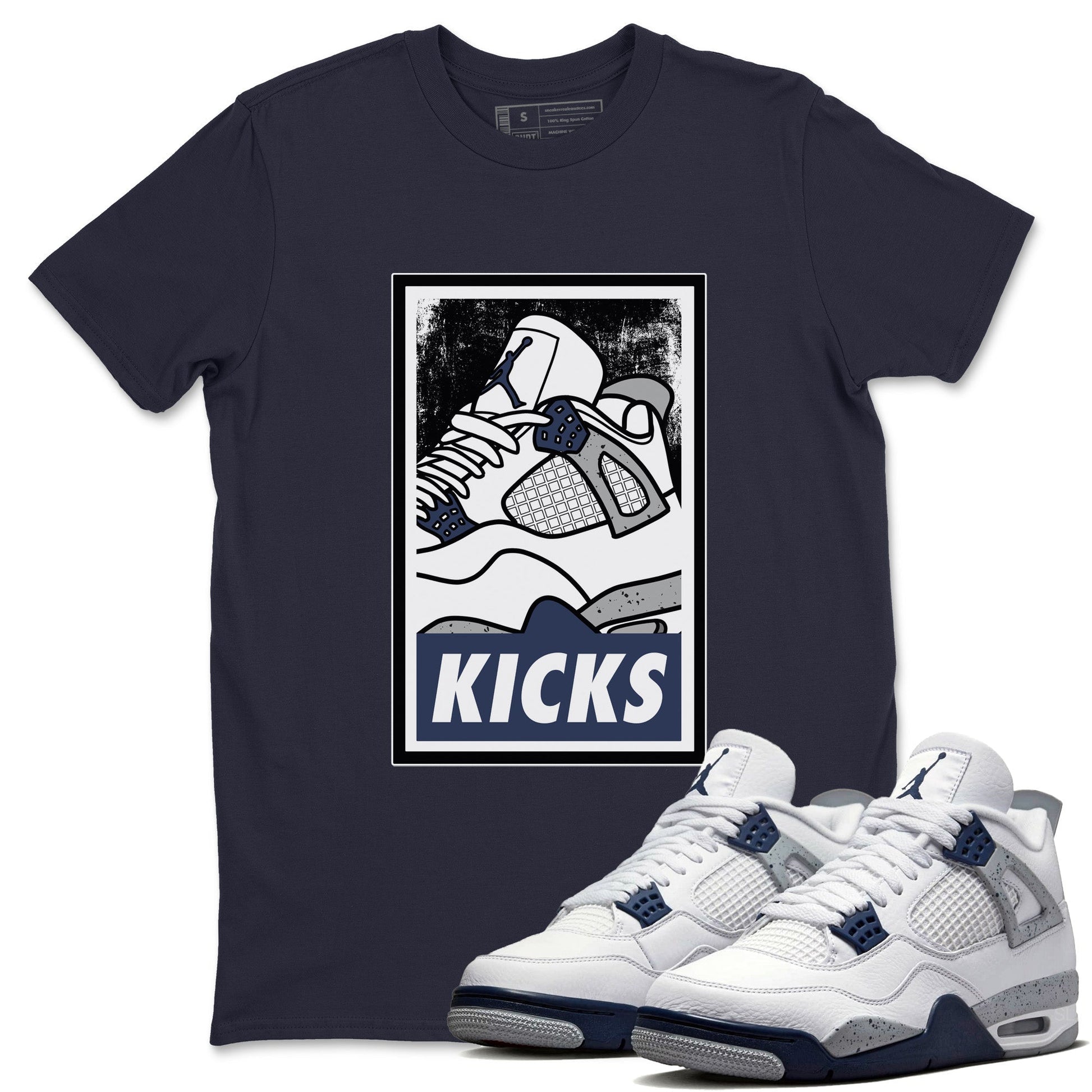 Jordan 4 Midnight Navy Sneaker Match Tees KICKS Sneaker Tees Jordan 4 Midnight Navy Sneaker Release Tees Unisex Shirts