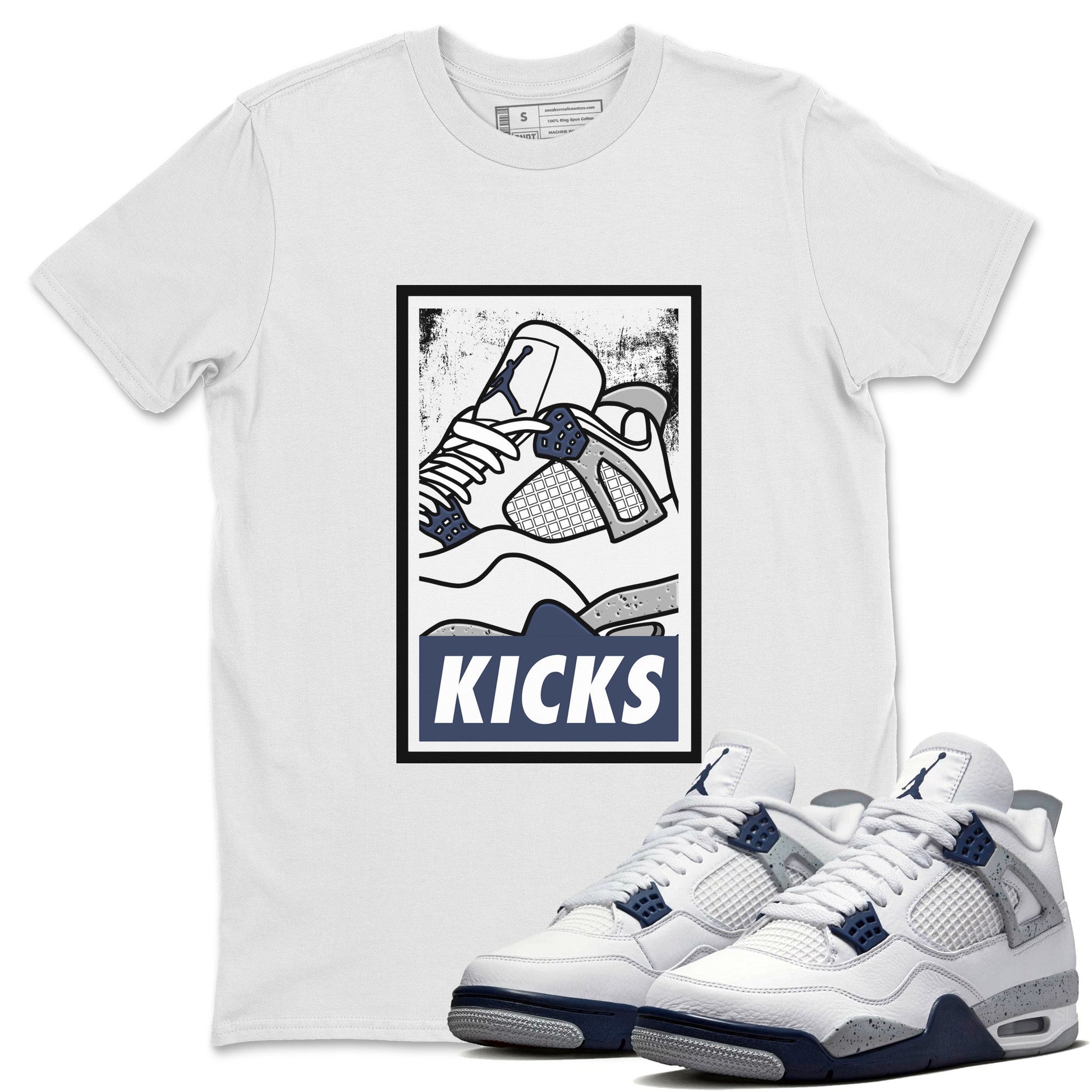 Jordan 4 Midnight Navy Sneaker Match Tees KICKS Sneaker Tees Jordan 4 Midnight Navy Sneaker Release Tees Unisex Shirts