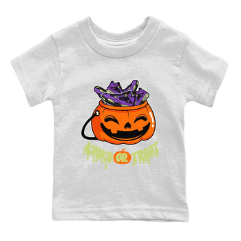 Air Jordan 4 Canyon Purple shirt to match jordans Kicks Or Treat sneaker tees AJ4 Canyon Purple Halloween Custumes SNRT Sneaker Release Tees Baby Toddler White 2 T-Shirt