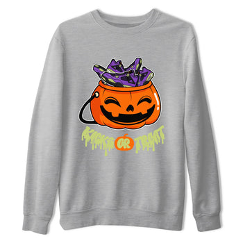 Air Jordan 4 Canyon Purple shirt to match jordans Kicks Or Treat sneaker tees AJ4 Canyon Purple Halloween Custumes SNRT Sneaker Release Tees Unisex Heather Grey 2 T-Shirt