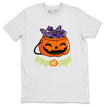 Air Jordan 4 Canyon Purple shirt to match jordans Kicks Or Treat sneaker tees AJ4 Canyon Purple Halloween Custumes SNRT Sneaker Release Tees Unisex White 2 T-Shirt