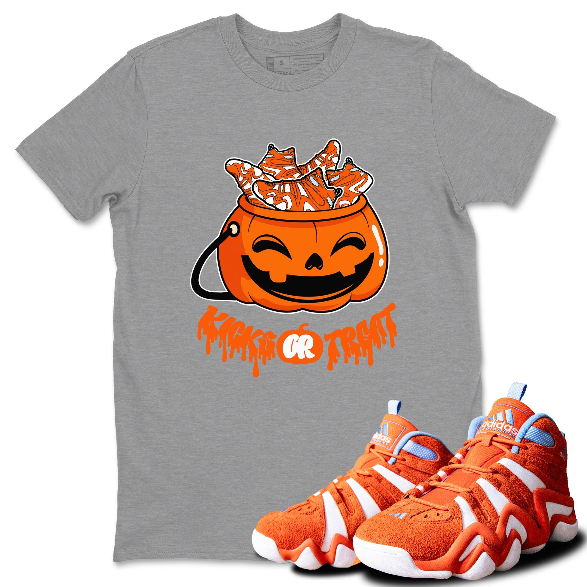 Crazy 8 Team Orange shirt to match jordans Kicks Or Treat sneaker tees Adidas Crazy 8 Team Orange Halloween Custumes SNRT Sneaker Release Tees Unisex Heather Grey 1 T-Shirt