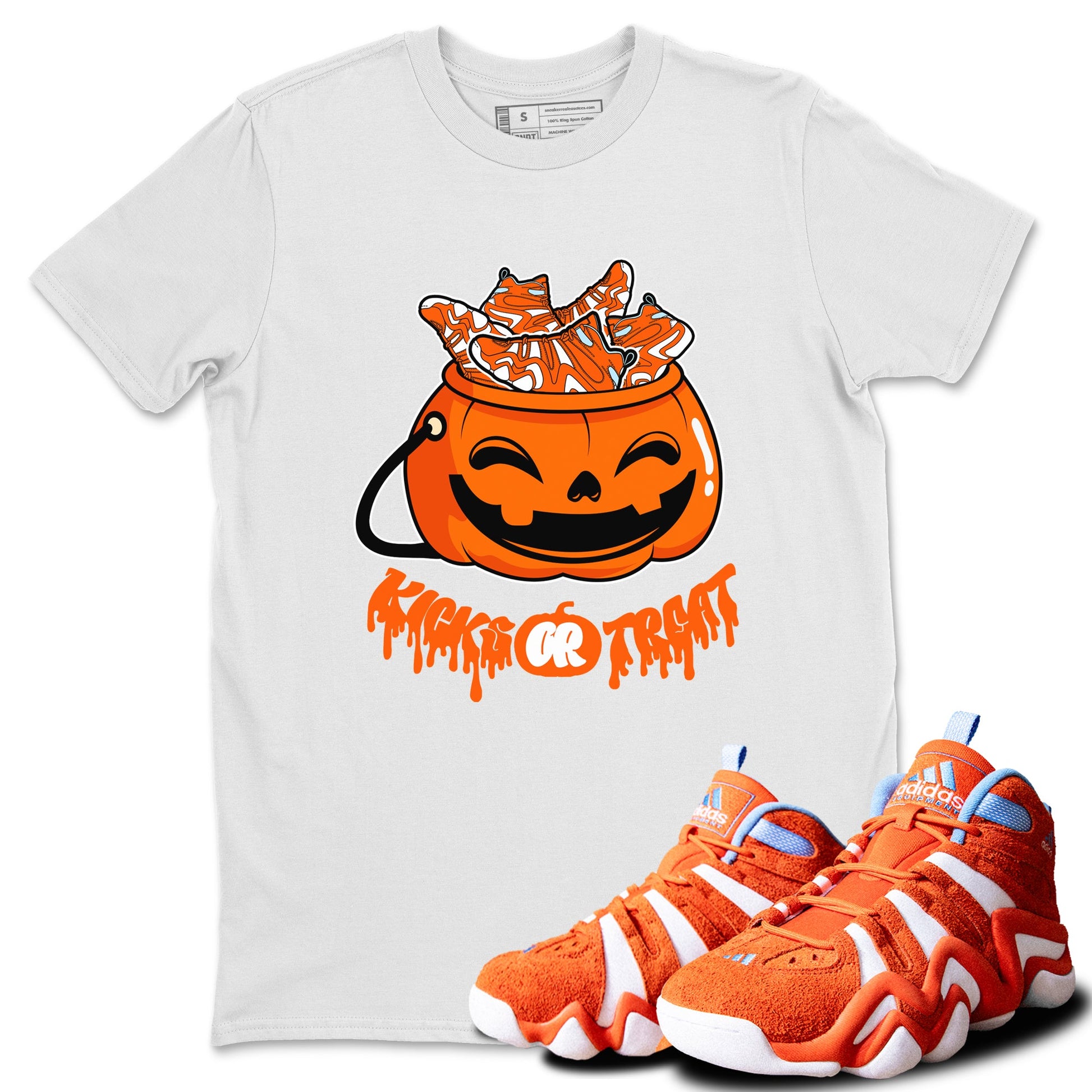 Crazy 8 Team Orange shirt to match jordans Kicks Or Treat sneaker tees Adidas Crazy 8 Team Orange Halloween Custumes SNRT Sneaker Release Tees Unisex White 1 T-Shirt