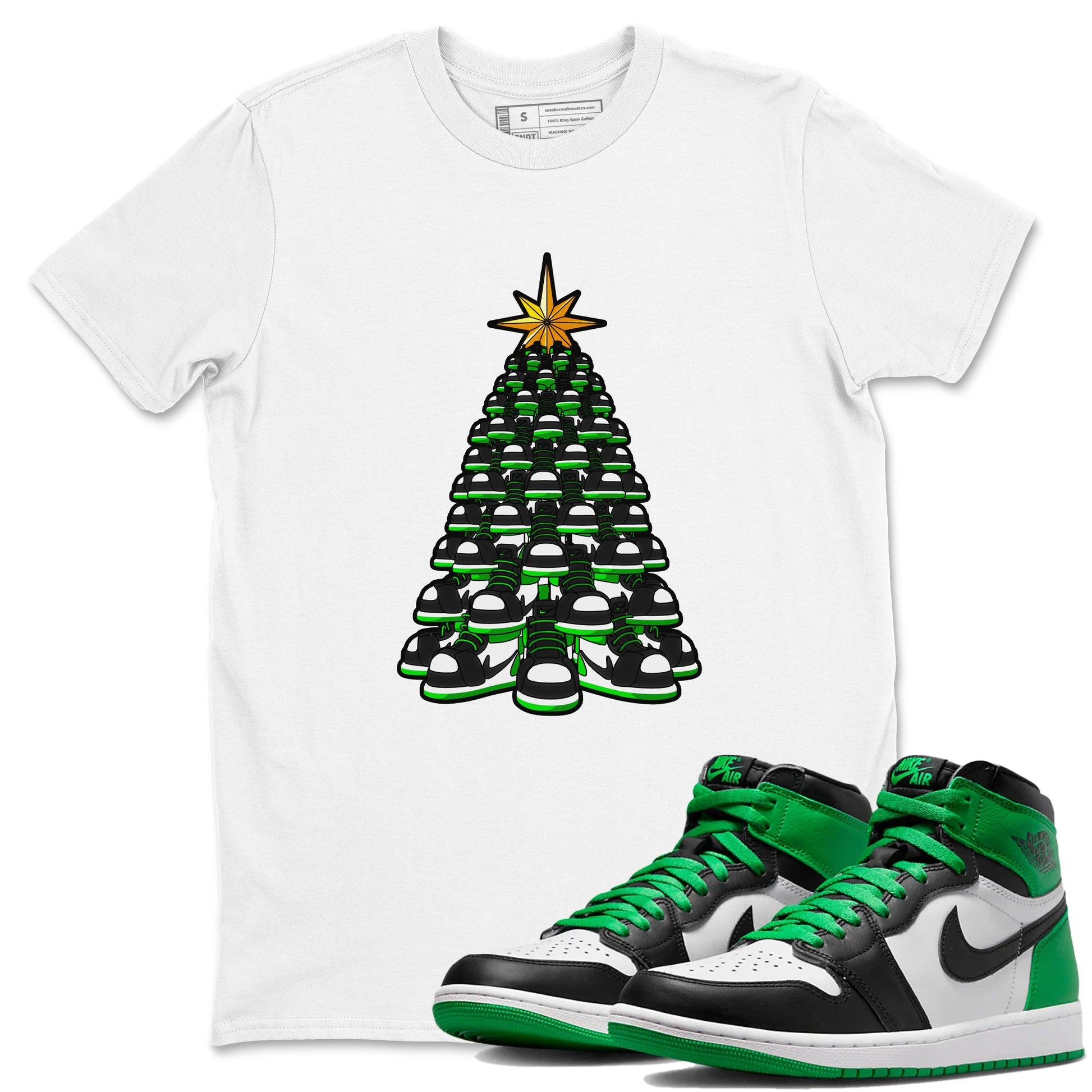 Air Jordan 1 Celtics shirt to match jordans Kicksmas Tree sneaker tees AJ1 Celtics SNRT Sneaker Release Tees Unisex White 1 T-Shirt