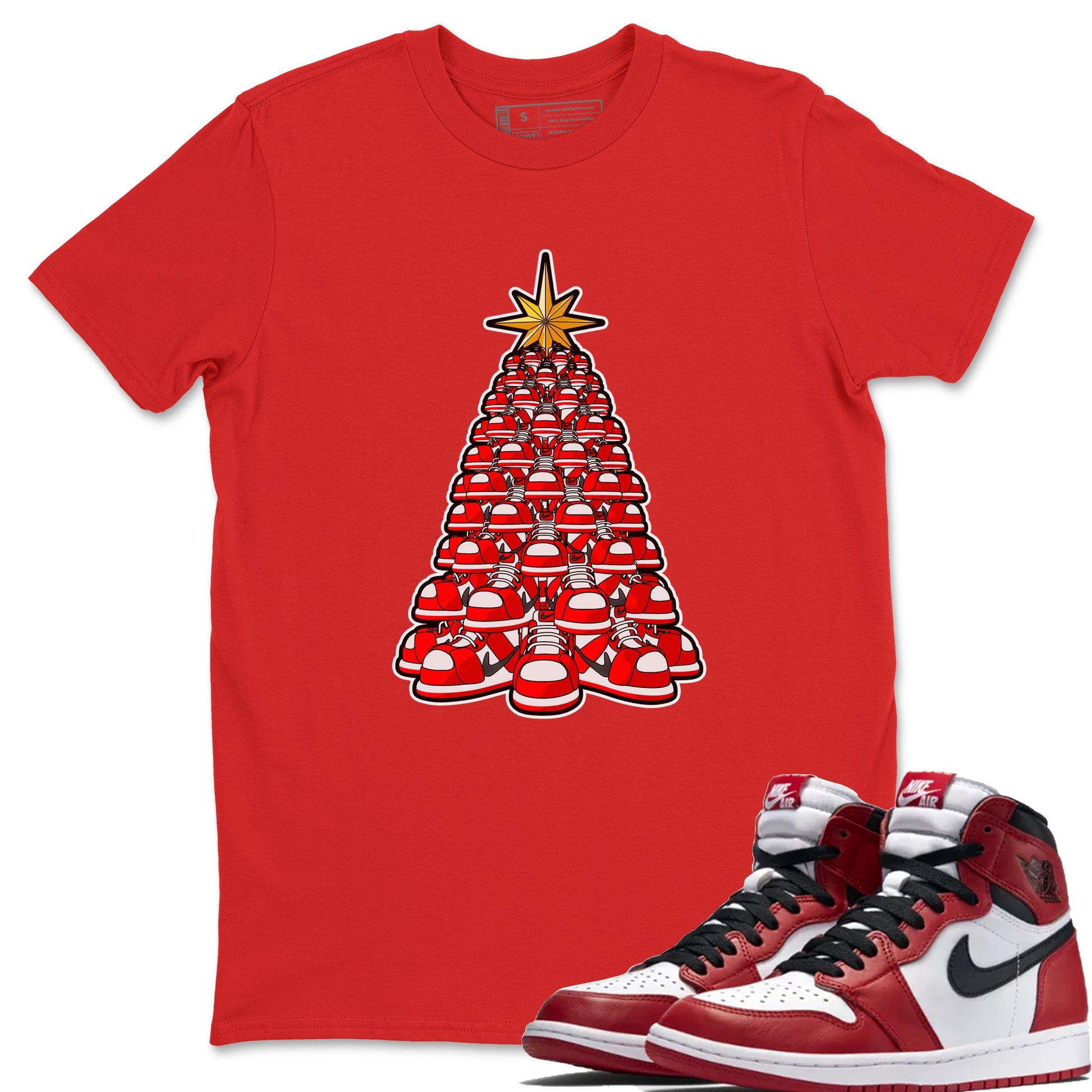 Air Jordan 1 Chicago shirt to match jordans Kicksmas Tree sneaker tees AJ1 Chicago SNRT Sneaker Release Tees Unisex Red 1 T-Shirt