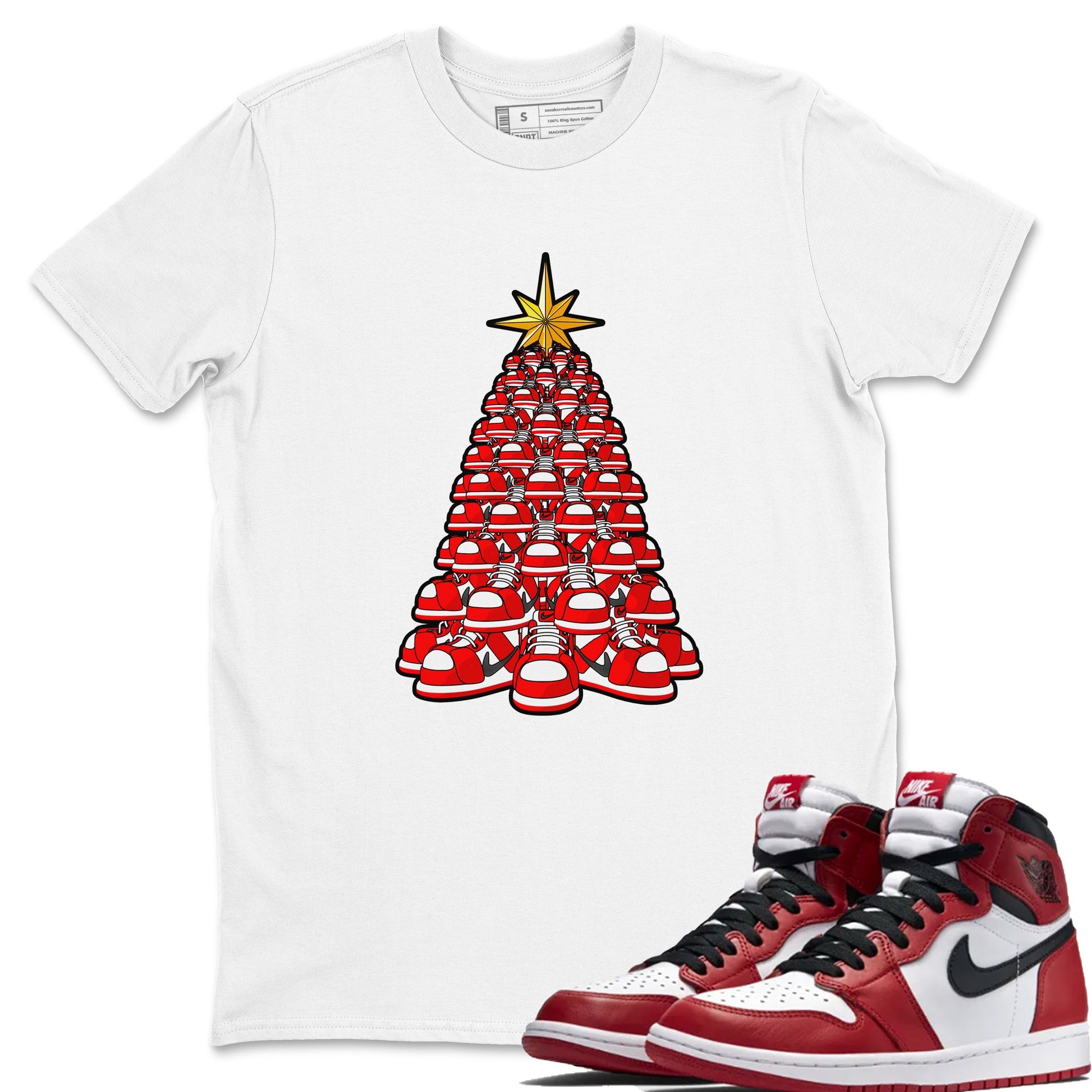 Air Jordan 1 Chicago shirt to match jordans Kicksmas Tree sneaker tees AJ1 Chicago SNRT Sneaker Release Tees Unisex White 1 T-Shirt