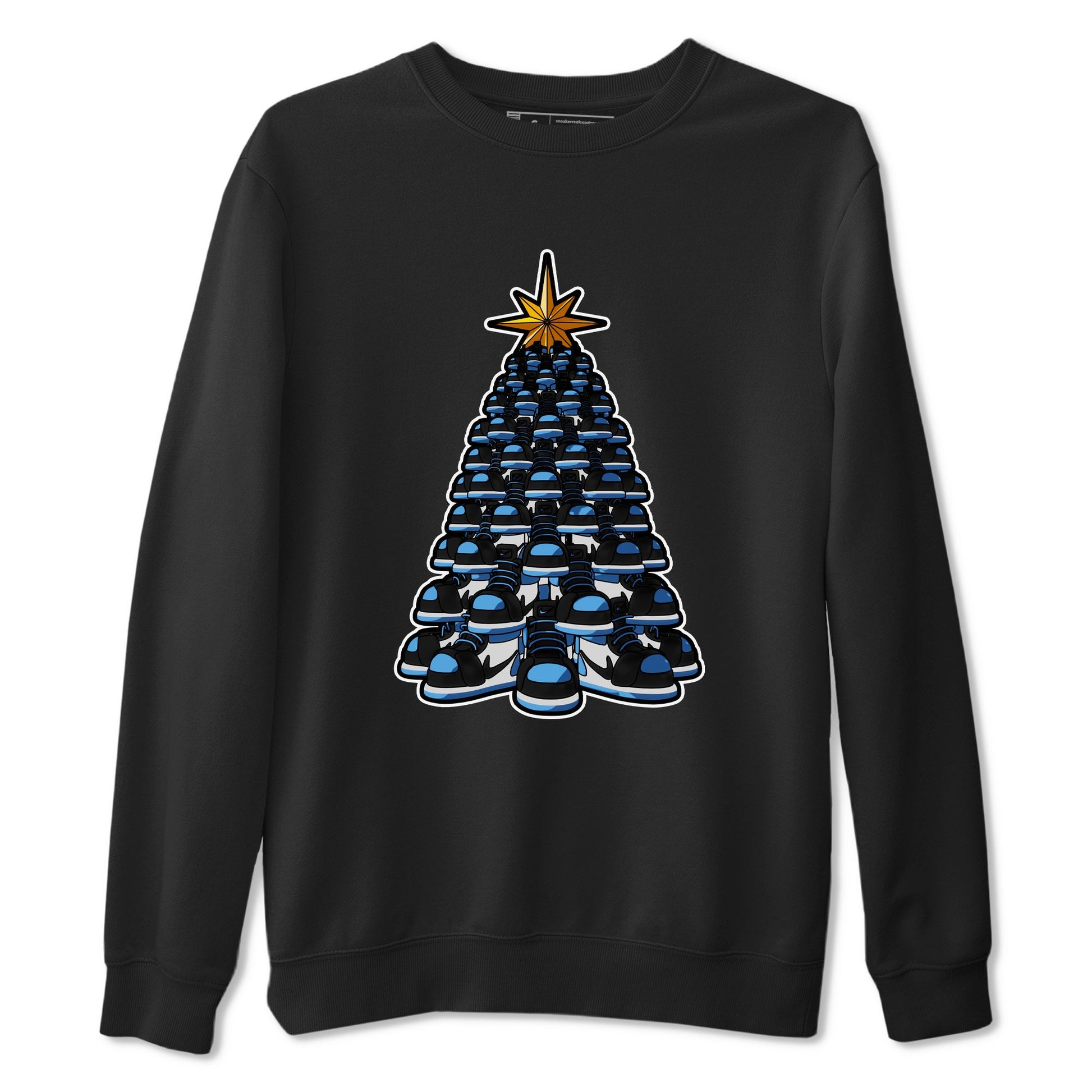 Air Jordan 1 UNC Toe shirt to match jordans Kicksmas Tree sneaker tees AJ1 UNC Toe SNRT Sneaker Release Tees Unisex Black 2 T-Shirt