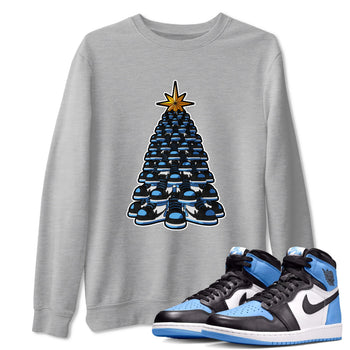Air Jordan 1 UNC Toe shirt to match jordans Kicksmas Tree sneaker tees AJ1 UNC Toe SNRT Sneaker Release Tees Unisex Heather Grey 1 T-Shirt