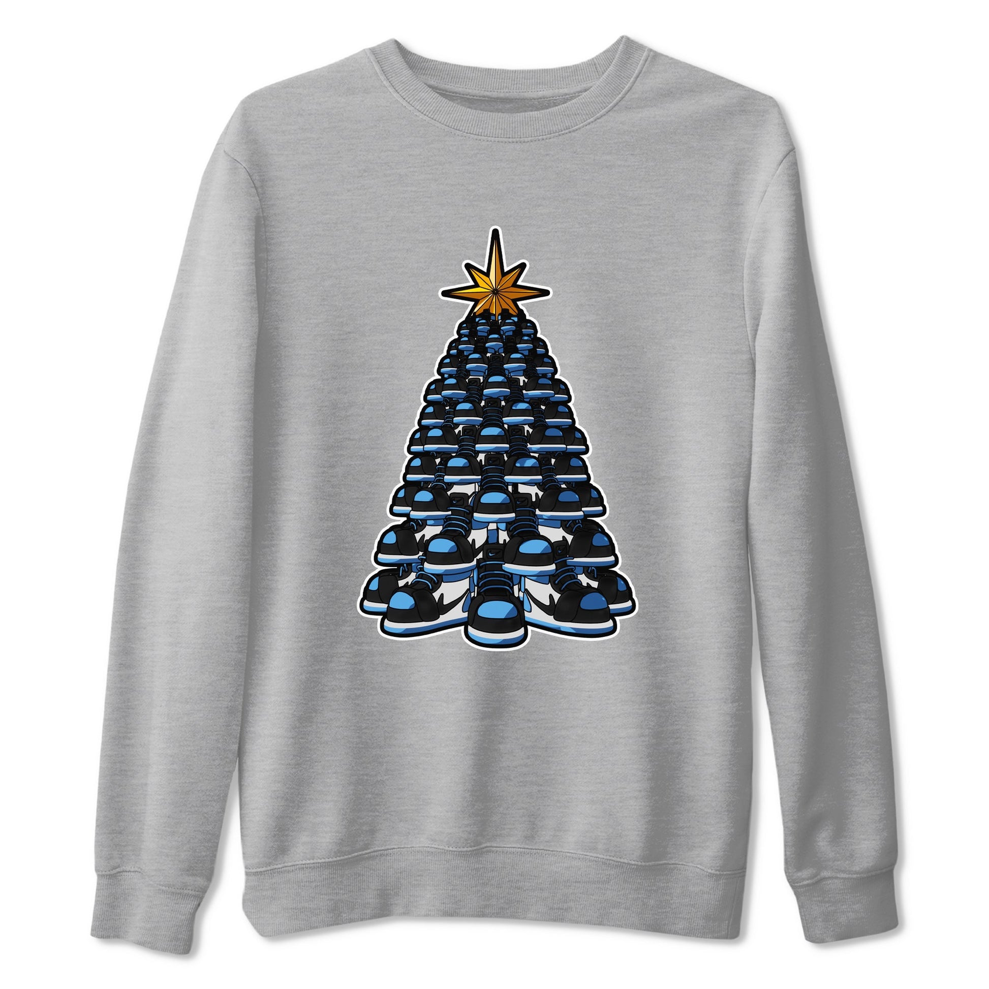 Air Jordan 1 UNC Toe shirt to match jordans Kicksmas Tree sneaker tees AJ1 UNC Toe SNRT Sneaker Release Tees Unisex Heather Grey 2 T-Shirt