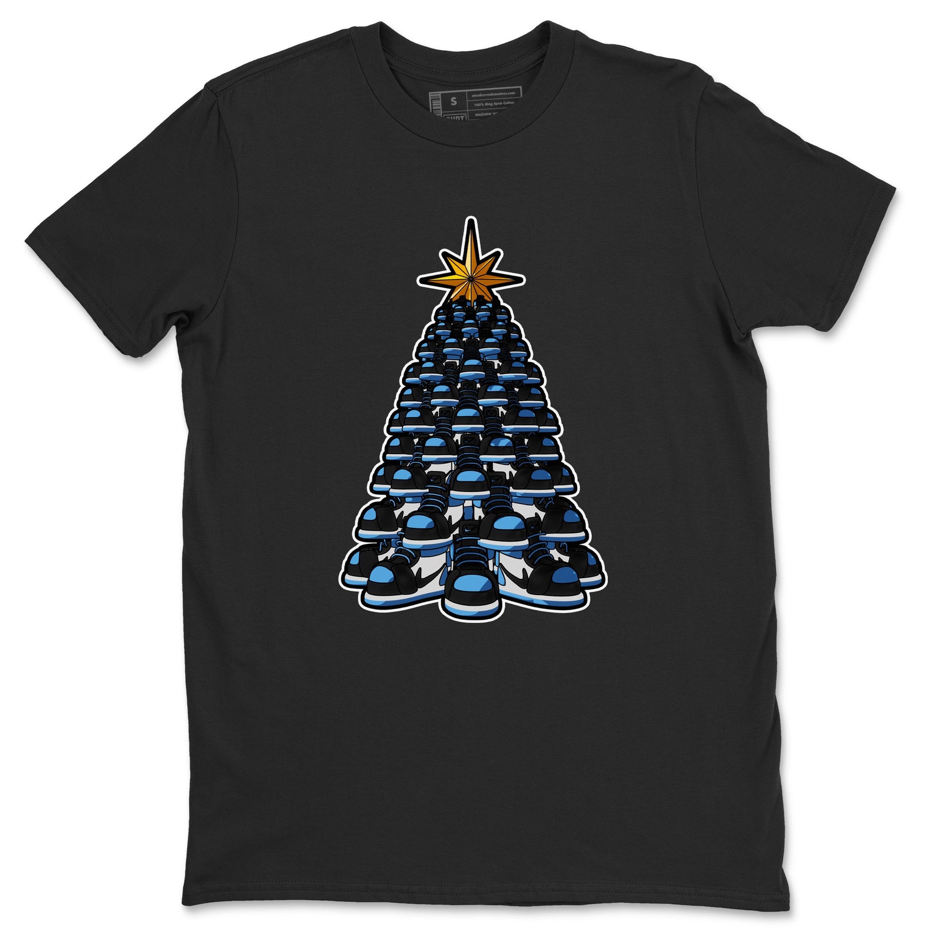 Air Jordan 1 UNC Toe shirt to match jordans Kicksmas Tree sneaker tees AJ1 UNC Toe SNRT Sneaker Release Tees Unisex Black 2 T-Shirt