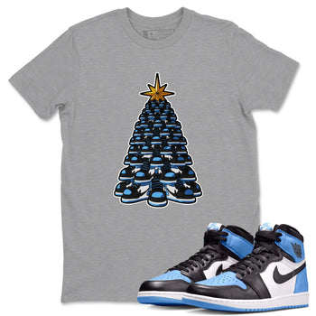 Air Jordan 1 UNC Toe shirt to match jordans Kicksmas Tree sneaker tees AJ1 UNC Toe SNRT Sneaker Release Tees Unisex Heather Grey 1 T-Shirt