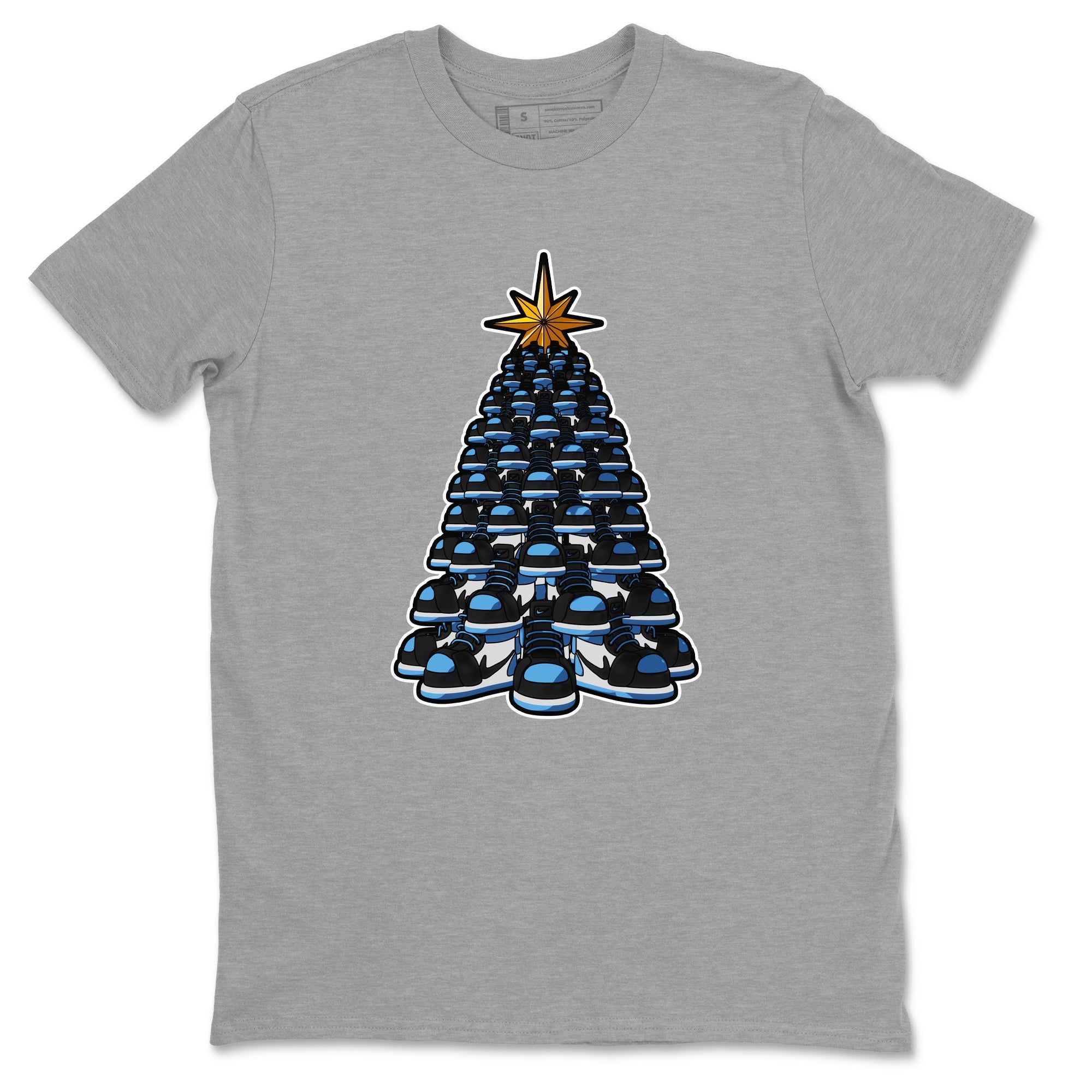 Air Jordan 1 UNC Toe shirt to match jordans Kicksmas Tree sneaker tees AJ1 UNC Toe SNRT Sneaker Release Tees Unisex Heather Grey 2 T-Shirt