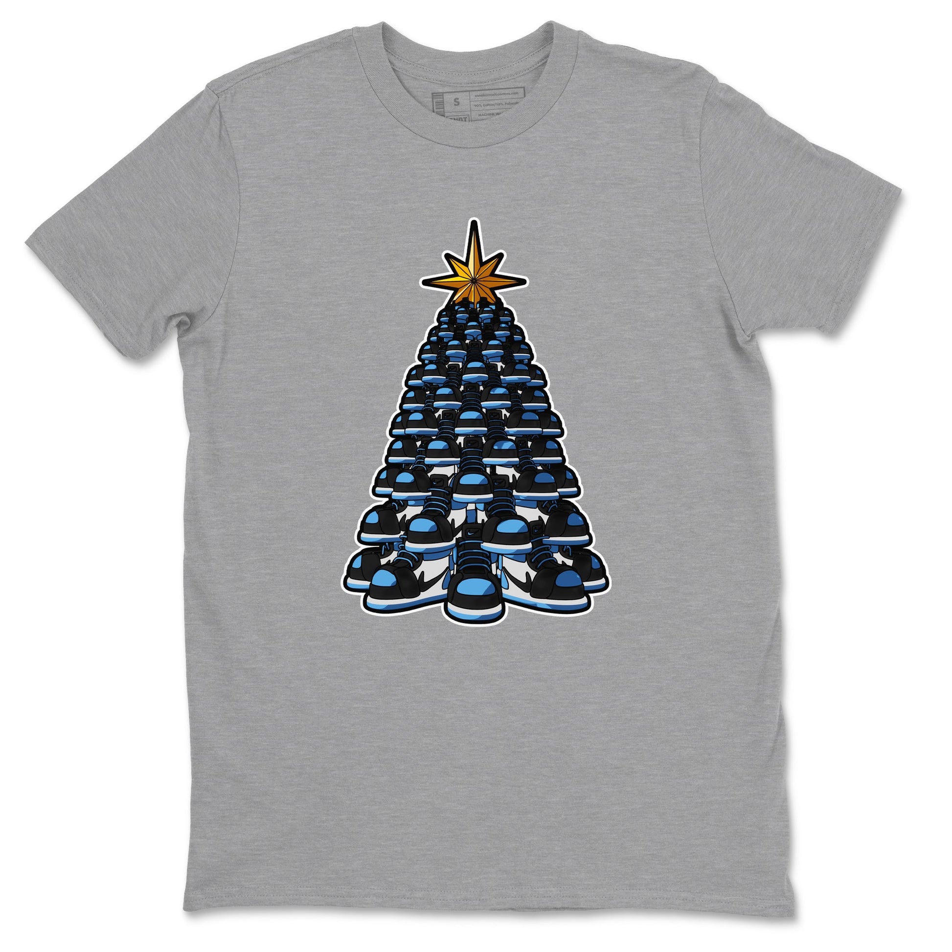 Air Jordan 1 UNC Toe shirt to match jordans Kicksmas Tree sneaker tees AJ1 UNC Toe SNRT Sneaker Release Tees Unisex Heather Grey 2 T-Shirt