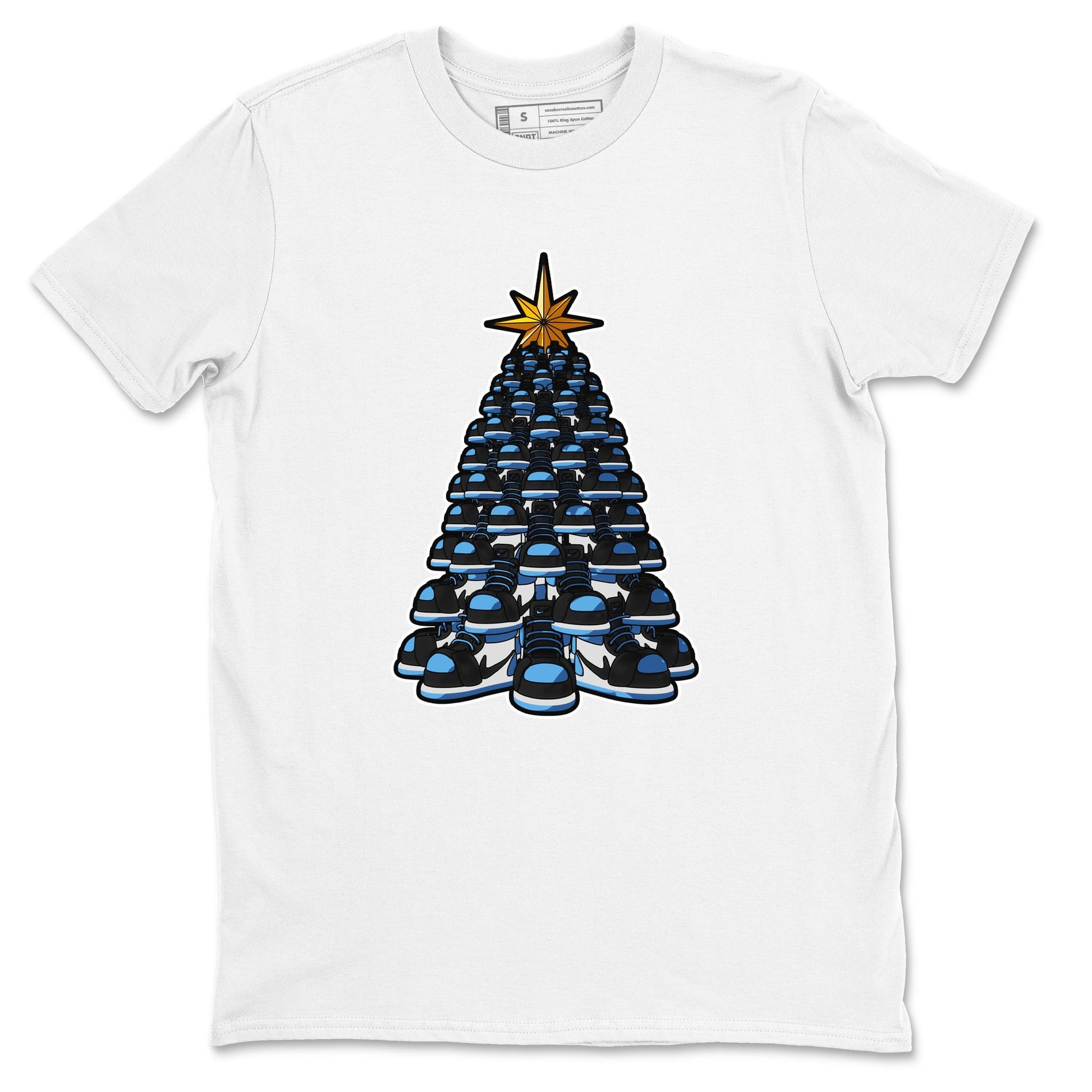 Air Jordan 1 UNC Toe shirt to match jordans Kicksmas Tree sneaker tees AJ1 UNC Toe SNRT Sneaker Release Tees Unisex White 2 T-Shirt