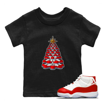 Air Jordan 11 Cherry shirt to match jordans Kicksmas Tree sneaker tees AJ11 Cherry SNRT Sneaker Release Tees Baby Toddler Black 1 T-Shirt