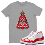 Air Jordan 11 Cherry shirt to match jordans Kicksmas Tree sneaker tees AJ11 Cherry SNRT Sneaker Release Tees Unisex Heather Grey 1 T-Shirt