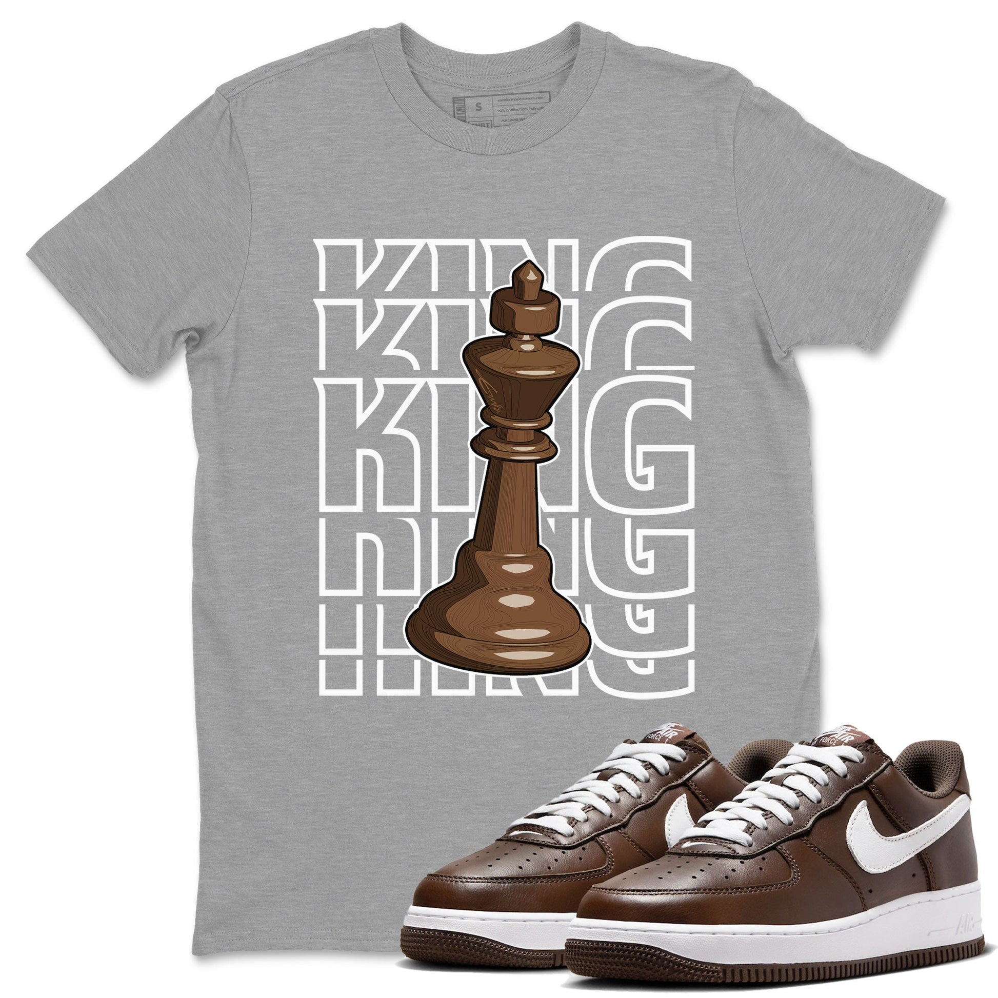 AF1 Chocolate shirt to match jordans King sneaker tees Air Force 1 Chocolate SNRT Sneaker Release Tees Cotton Sneaker Tee Heather Grey 1 T-Shirt