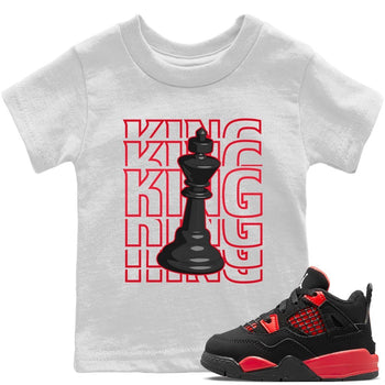 Jordan 4 Red Thunder Sneaker Match Tees King Sneaker Tees Jordan 4 Red Thunder Sneaker Release Tees Kids Shirts