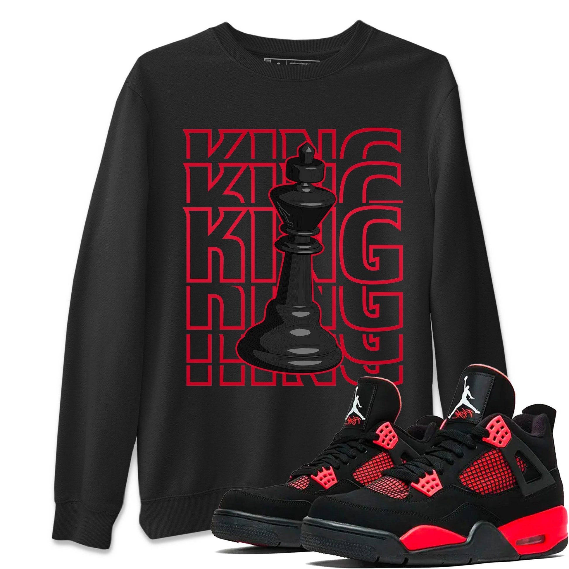 Jordan 4 Red Thunder Sneaker Match Tees King Sneaker Tees Jordan 4 Red Thunder Sneaker Release Tees Unisex Shirts