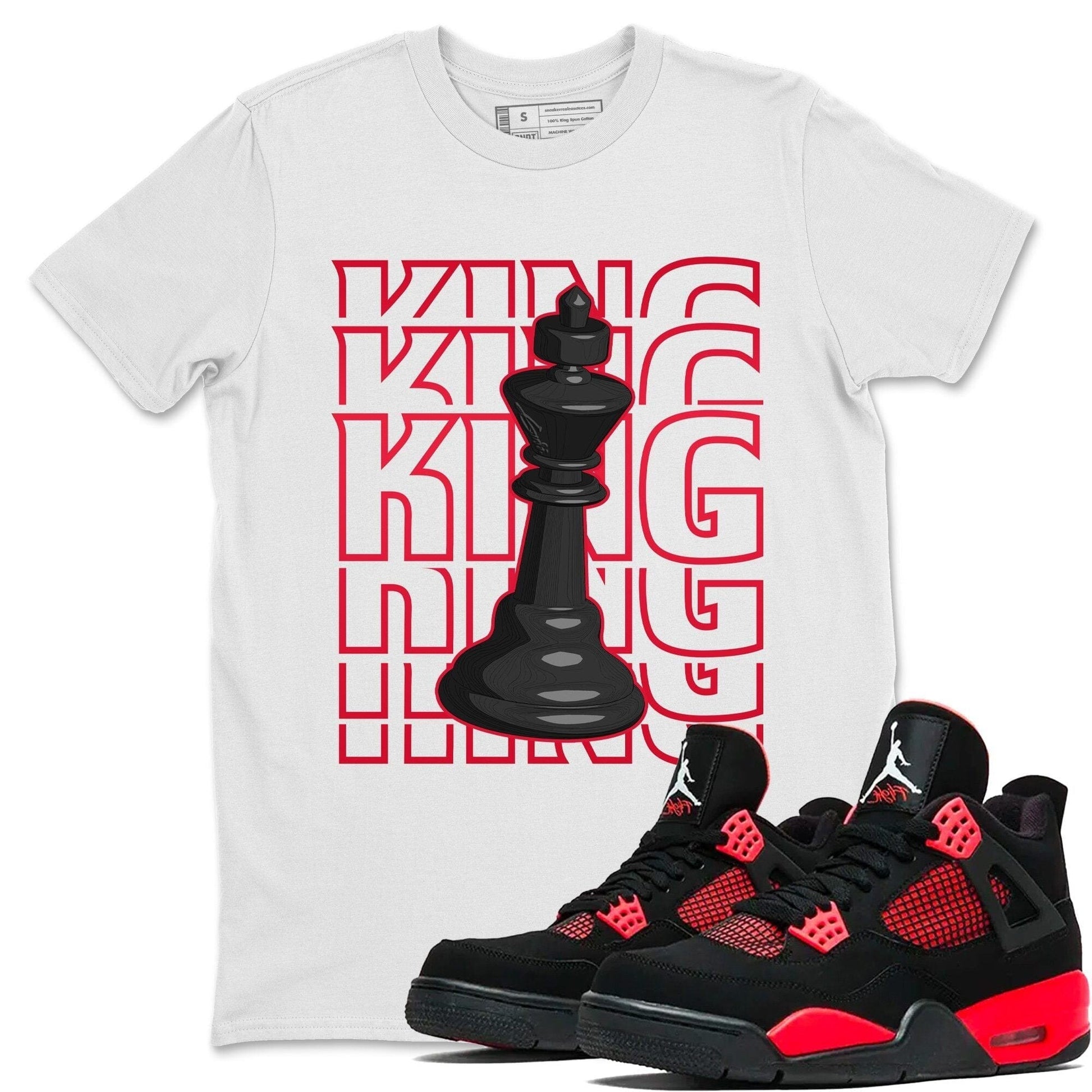 Jordan 4 Red Thunder Sneaker Match Tees King Sneaker Tees Jordan 4 Red Thunder Sneaker Release Tees Unisex Shirts