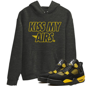 Air Jordan 4 Thunder Sneaker Match Tees Kiss My Airs Sneaker Tees Air Jordan 4 Retro Thunder Sneaker Release Tees Unisex Shirts Charcoal Heather 1