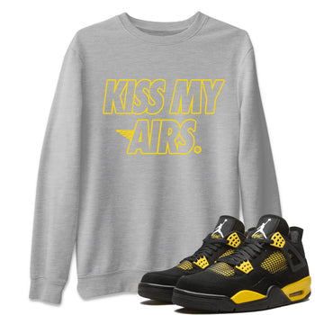 Air Jordan 4 Thunder Sneaker Match Tees Kiss My Airs Sneaker Tees Air Jordan 4 Retro Thunder Sneaker Release Tees Unisex Shirts Heather Grey 1