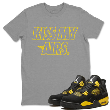 Air Jordan 4 Thunder Sneaker Match Tees Kiss My Airs Sneaker Tees Air Jordan 4 Retro Thunder Sneaker Release Tees Unisex Shirts Heather Grey 1