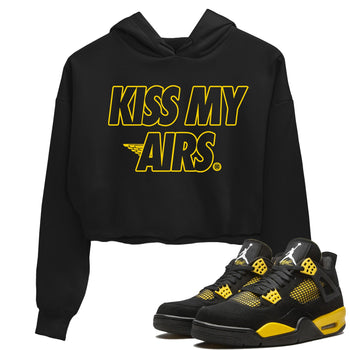 Air Jordan 4 Thunder Sneaker Match Tees Kiss My Airs Sneaker Tees Air Jordan 4 Retro Thunder Sneaker Release Tees Women's Shirts Black 1