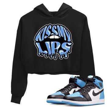 Air Jordan 1 Retro High OG UNC Toe Shirt to match Jordans Kiss My Lips Sneaker Tees AJ1 High OG UNC Toe SNRT Sneaker Release Tees Crop T-Shirts Black 1