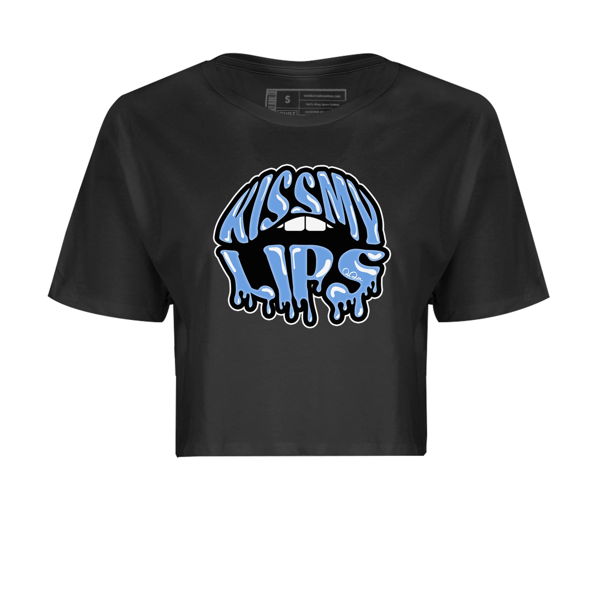 Air Jordan 1 Retro High OG UNC Toe Shirt to match Jordans Kiss My Lips Sneaker Tees AJ1 High OG UNC Toe SNRT Sneaker Release Tees Crop T-Shirts Black 2