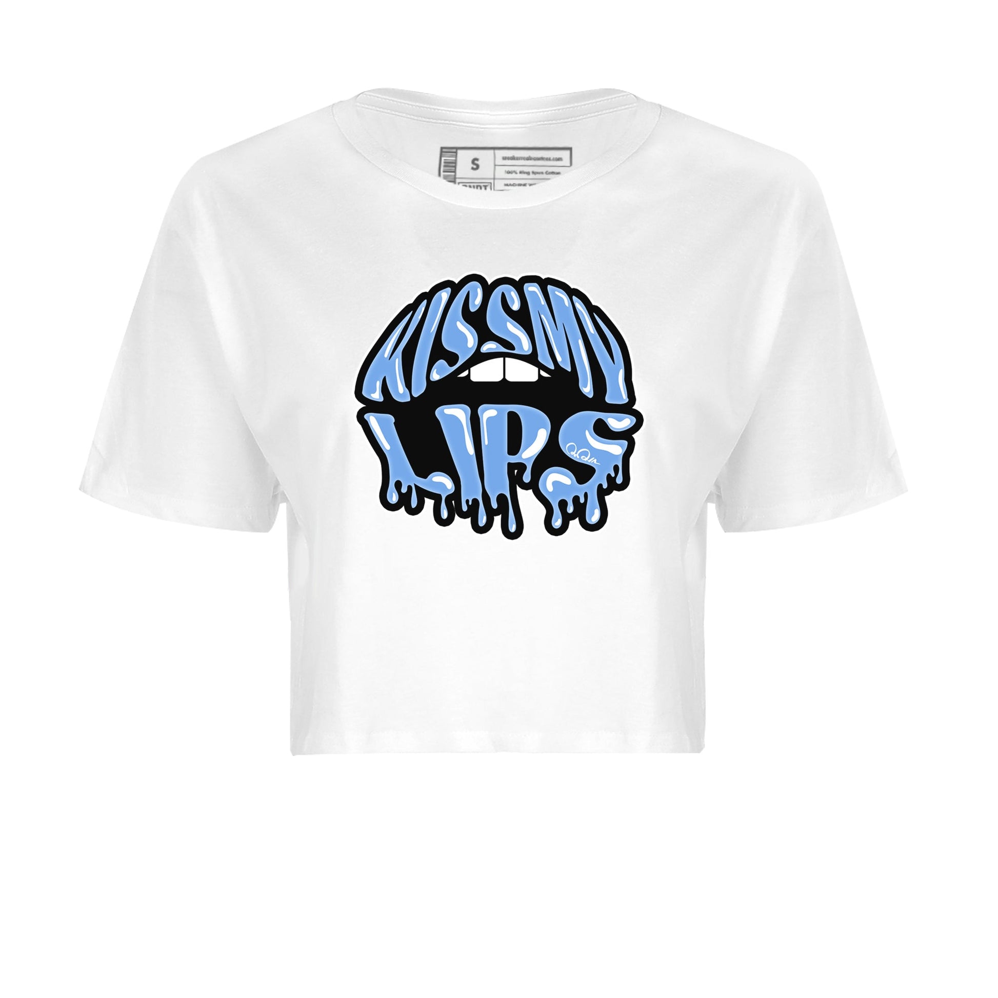 Air Jordan 1 Retro High OG UNC Toe Shirt to match Jordans Kiss My Lips Sneaker Tees AJ1 High OG UNC Toe SNRT Sneaker Release Tees Crop T-Shirts White 2