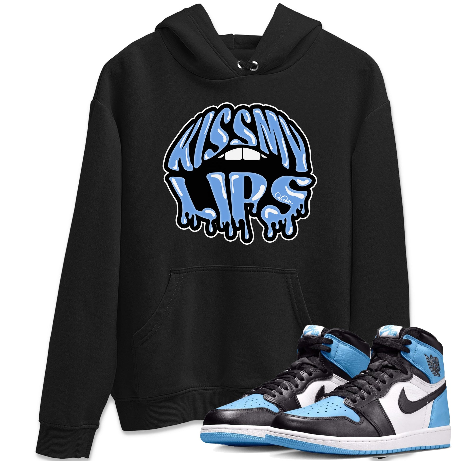 Air Jordan 1 Retro High OG UNC Toe Shirt to match Jordans Kiss My Lips Sneaker Tees AJ1 High OG UNC Toe SNRT Sneaker Release Tees Crew Neck T-Shirts Black 1