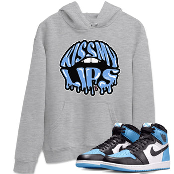 Air Jordan 1 Retro High OG UNC Toe Shirt to match Jordans Kiss My Lips Sneaker Tees AJ1 High OG UNC Toe SNRT Sneaker Release Tees Crew Neck T-Shirts Heather Grey 1