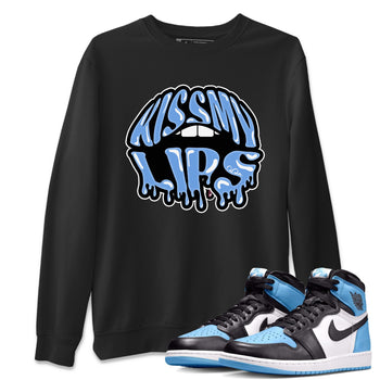 Air Jordan 1 Retro High OG UNC Toe Shirt to match Jordans Kiss My Lips Sneaker Tees AJ1 High OG UNC Toe SNRT Sneaker Release Tees Crew Neck T-Shirts Black 1