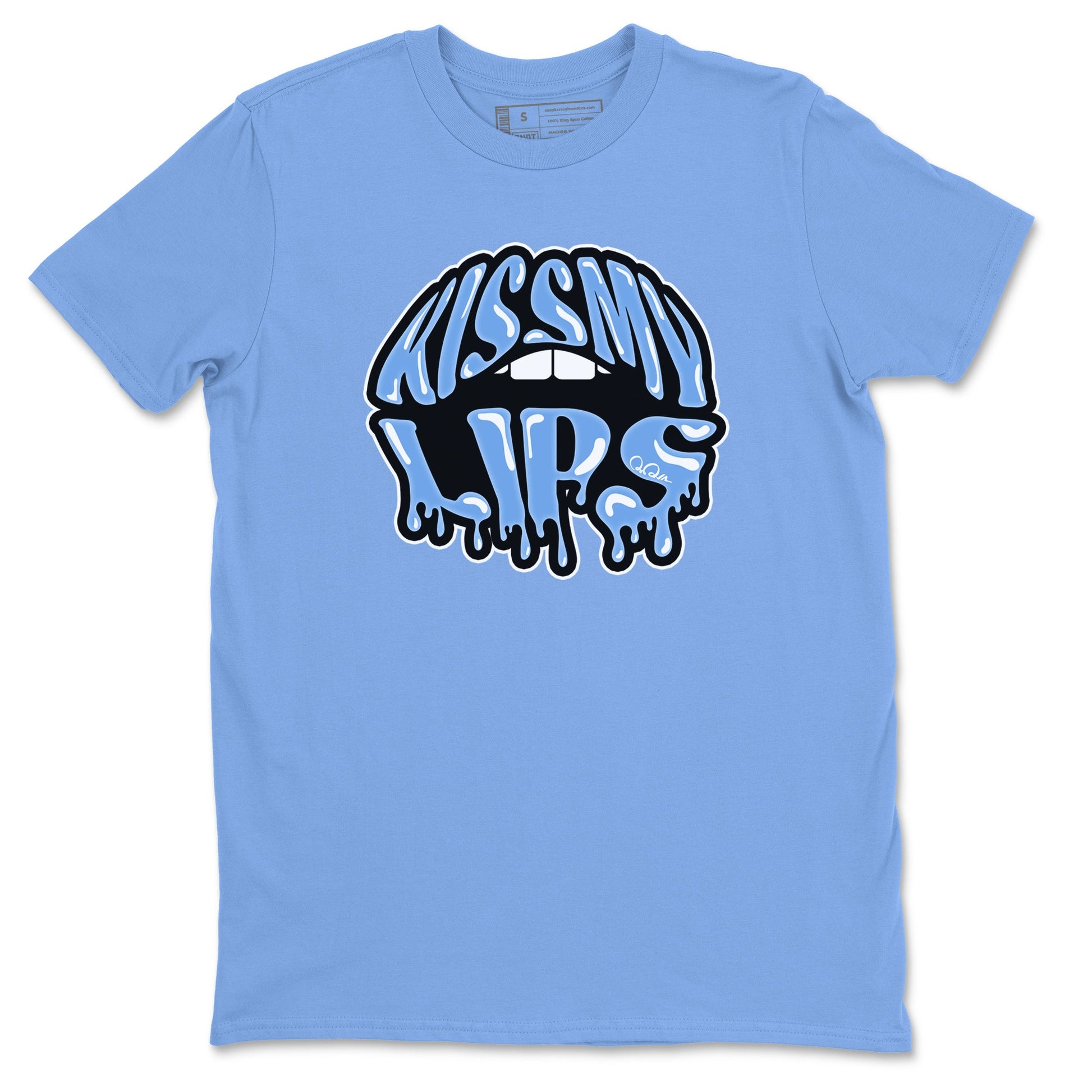 Air Jordan 1 Retro High OG UNC Toe Shirt to match Jordans Kiss My Lips Sneaker Tees AJ1 High OG UNC Toe SNRT Sneaker Release Tees Crew Neck T-Shirts Carolina Blue 2