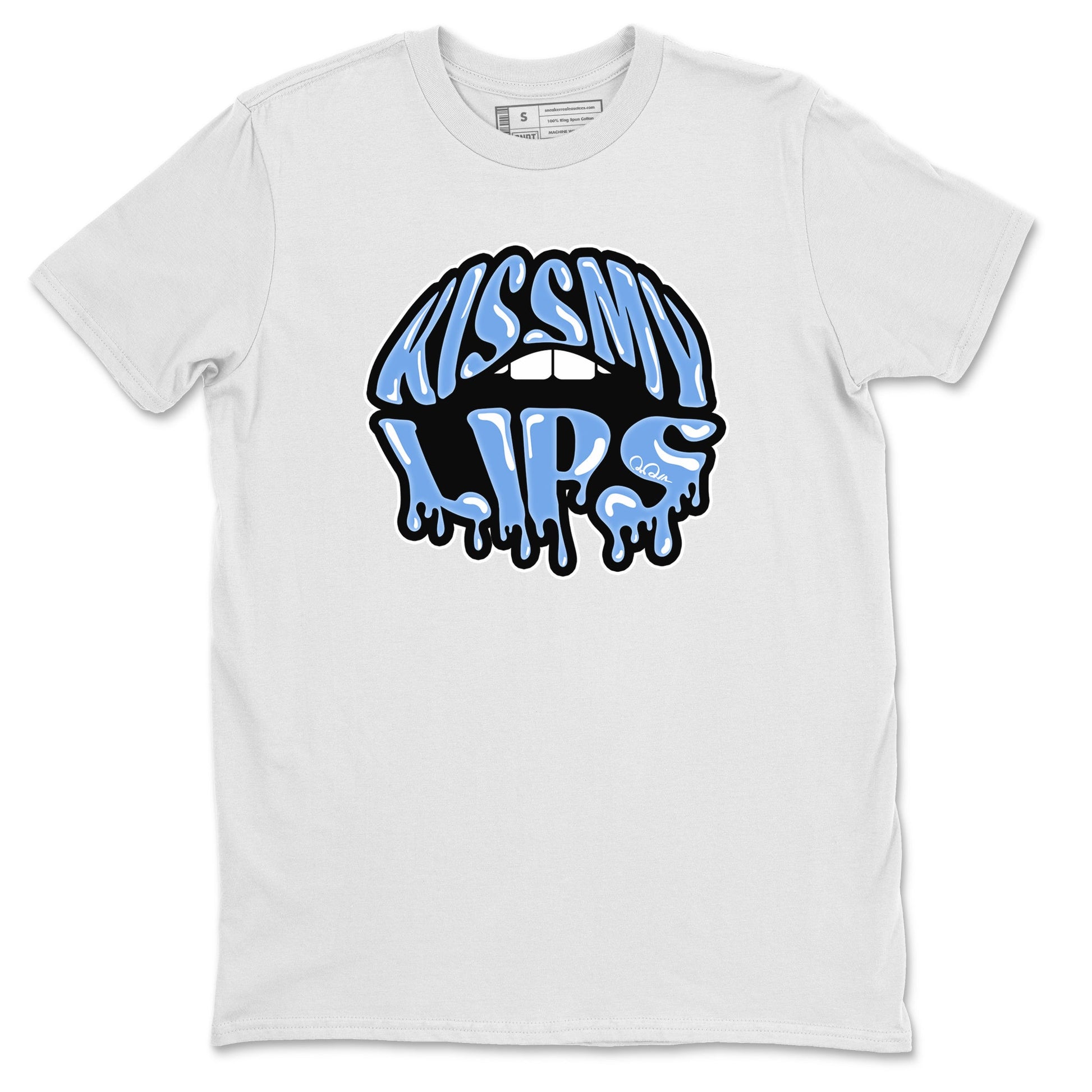 Air Jordan 1 Retro High OG UNC Toe Shirt to match Jordans Kiss My Lips Sneaker Tees AJ1 High OG UNC Toe SNRT Sneaker Release Tees Crew Neck T-Shirts White 2
