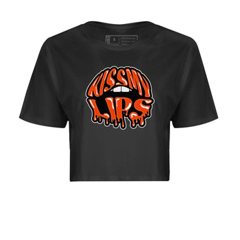 Air Jordan 12 Brilliant Orange Sneaker Match Tees Kiss My Lips Sneaker Tees AJ12 Brilliant Orange Sneaker Release Tees Women's Shirts Black 2